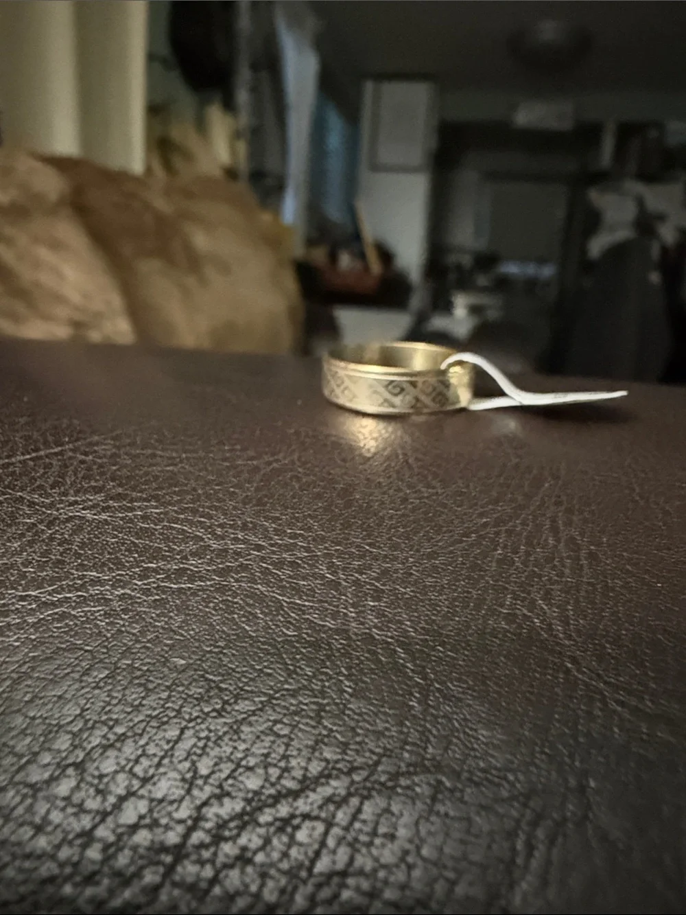 NWT Gold-Tone Stainless Stell Men’s Patterned Band Ring Size 6